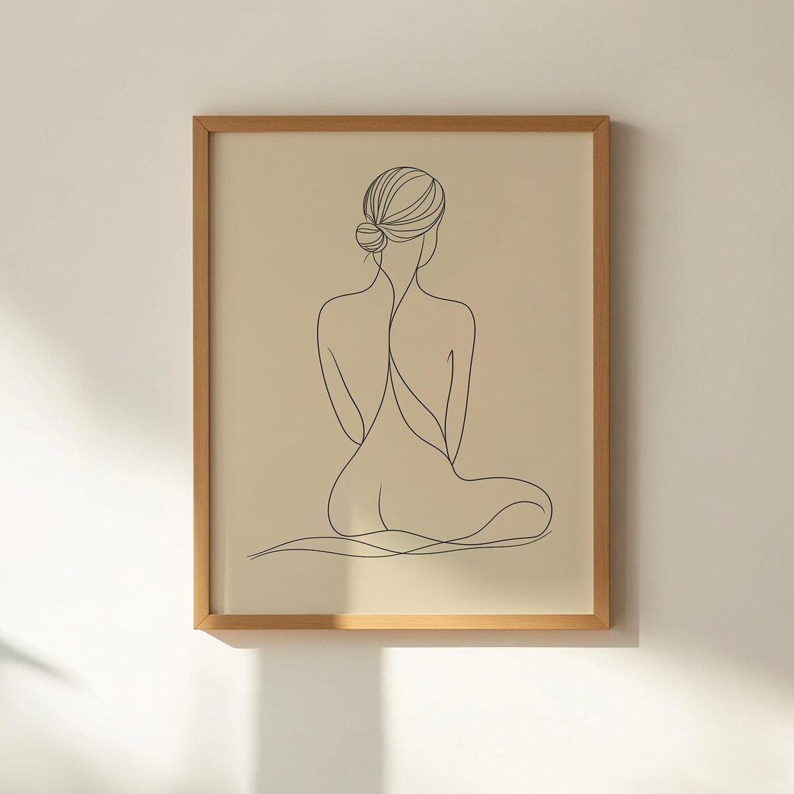 Seated Woman Back View Minimalist Line Art Figure Calm Wall Poster