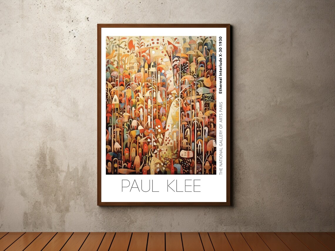 Paul Klee Inspired Dense Warm Mosaic Crowded Shapes Art Poster
