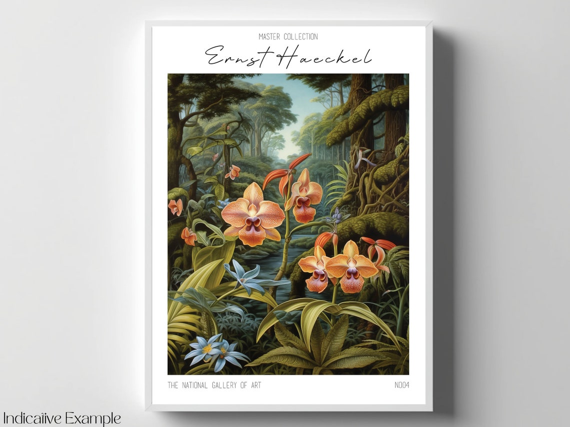 Ernst Haeckel Inspired Golden Jungle Orchids Tropical Bloom Poster - Image 4