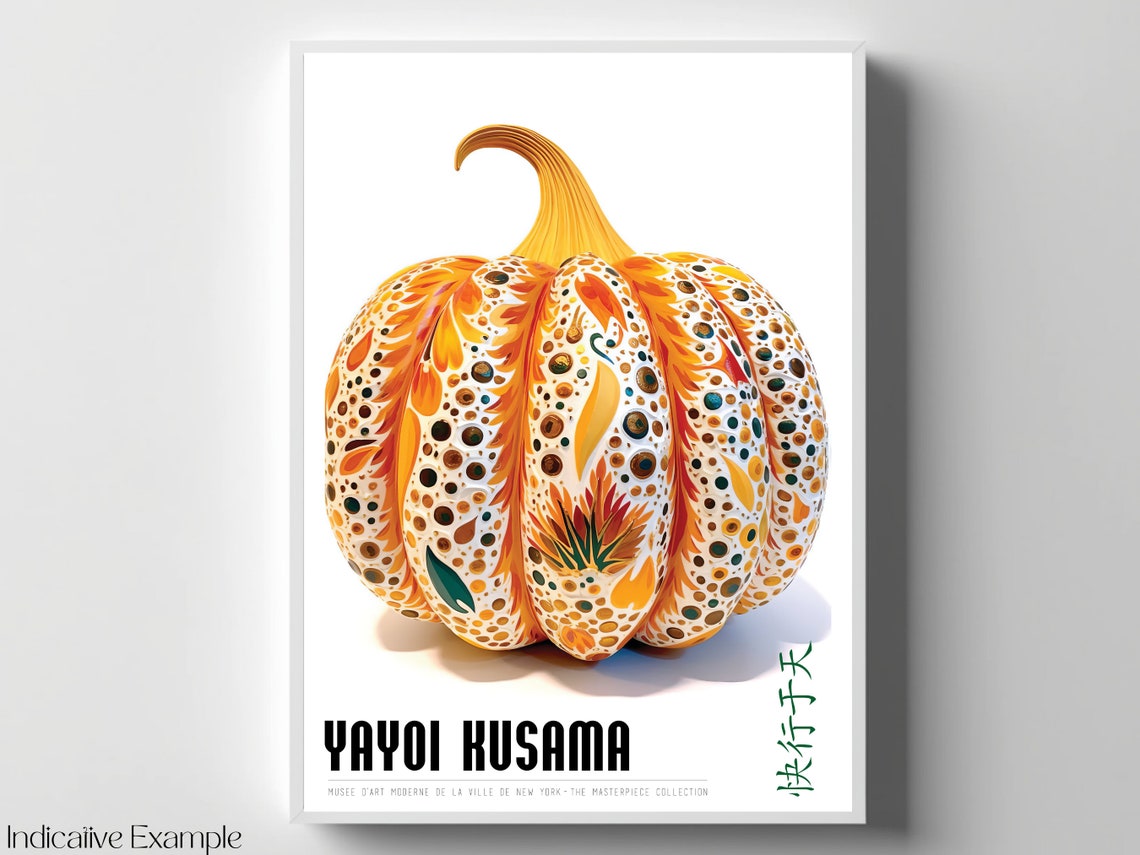 Yayoi Kusama White Pumpkin Warm Polka Dot Pattern Studio Art Poster - Image 4