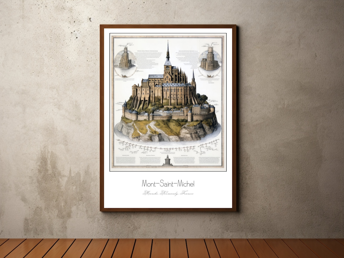 Mont Saint Michel Normandy France Architectural Study Art Poster