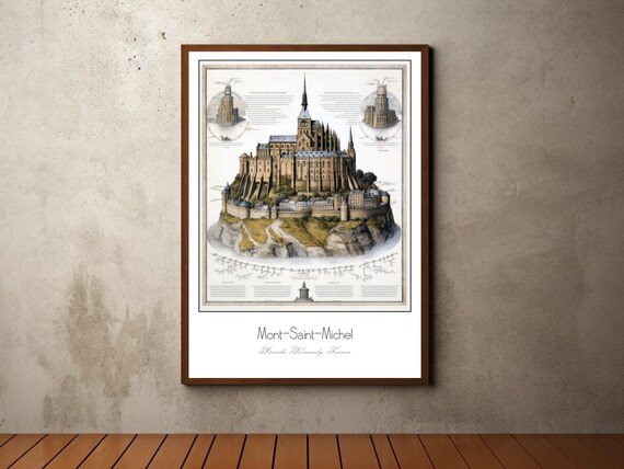 Mont Saint Michel Normandy France Architectural Study Art Poster