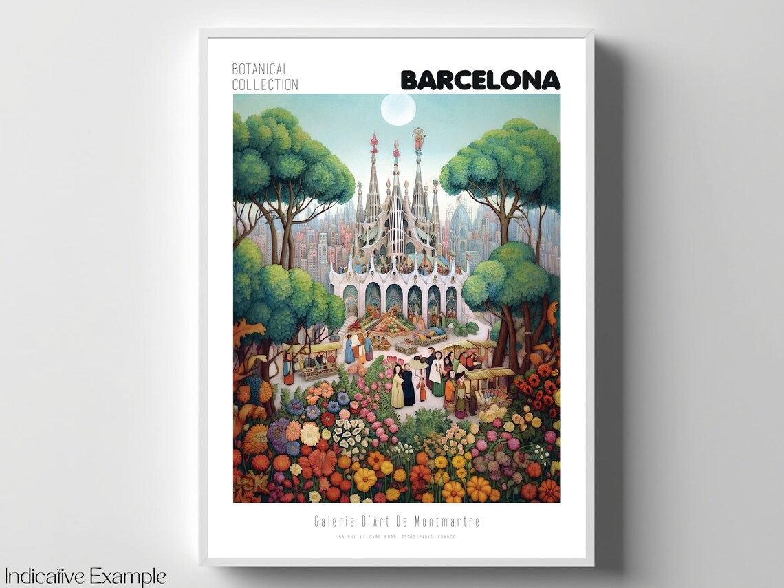 Barcelona Sagrada Familia Botanical Garden Vintage Travel Poster - Image 4