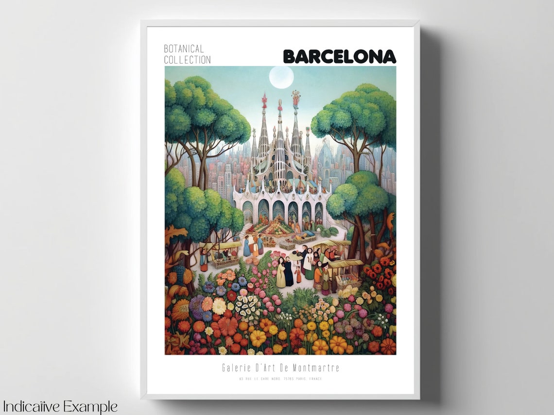 Sagrada Familia Print Sagrada Familia Vintage Poster Sagrada Familia Wall Art Henri Rousseau Print Flower Market Poster Barcelona Print - Image 4