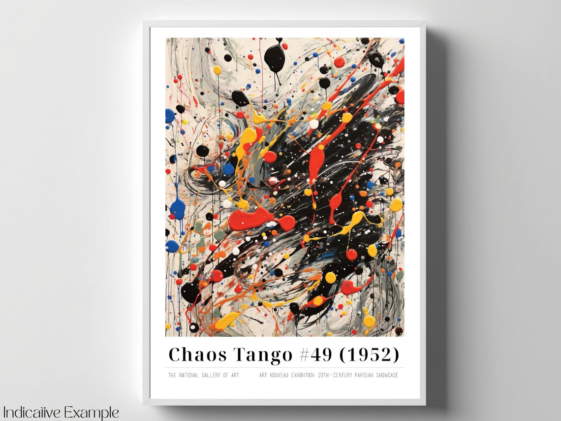 Chaos Tango 49 Pollock Inspired Black Red White Splatter Poster - Image 4
