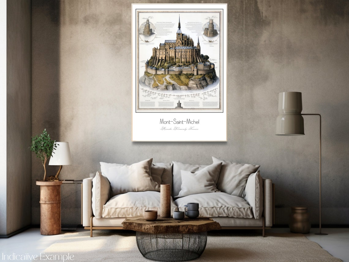 Mont Saint Michel Normandy France Architectural Study Art Poster - Image 3
