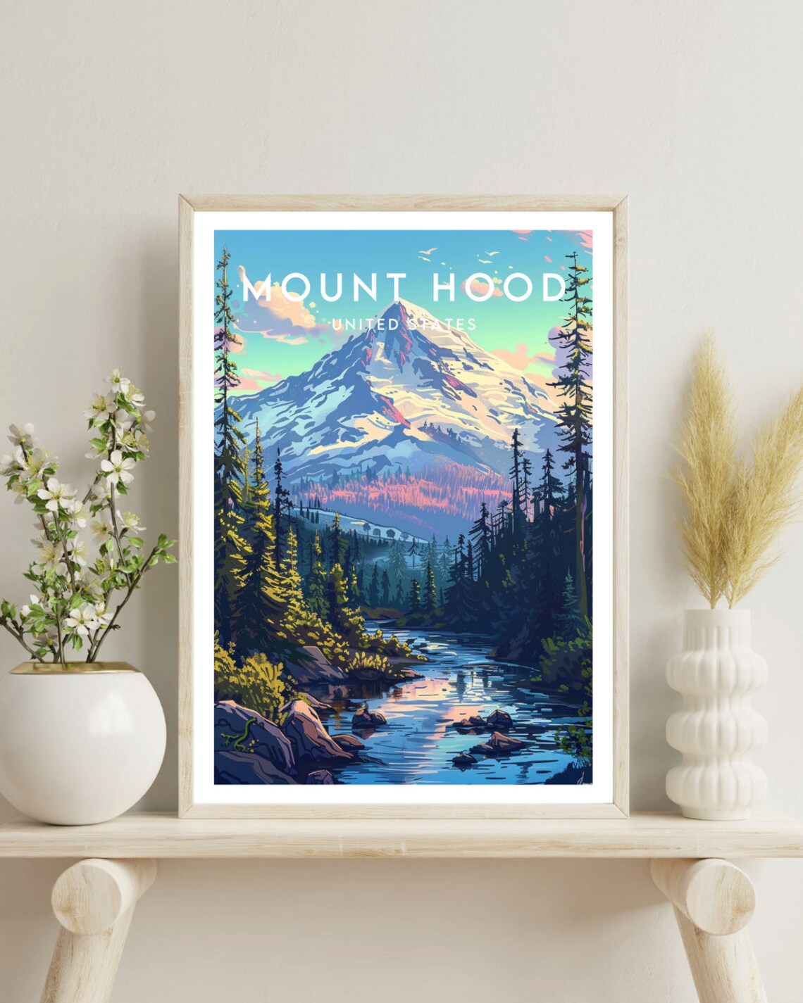 Mount Hood Travel Poster, Oregon Landscape Print - Image 4