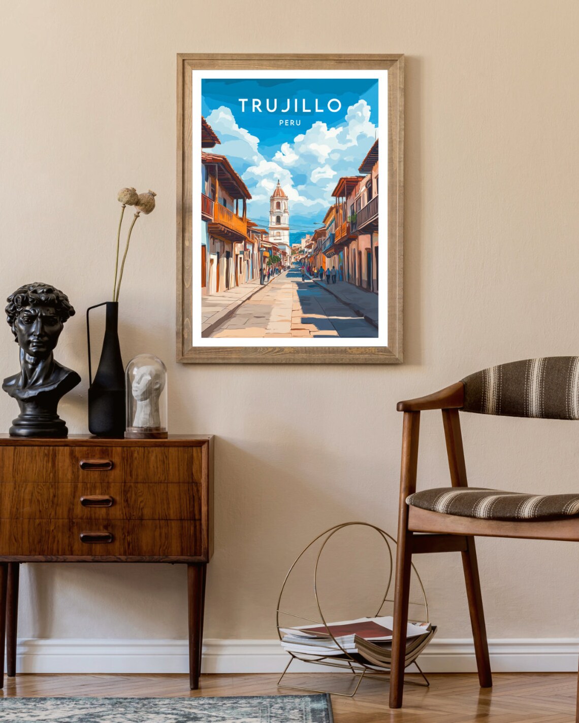 Trujillo Peru Colonial Street Cathedral Tower Old Town Travel Poster - Image 2