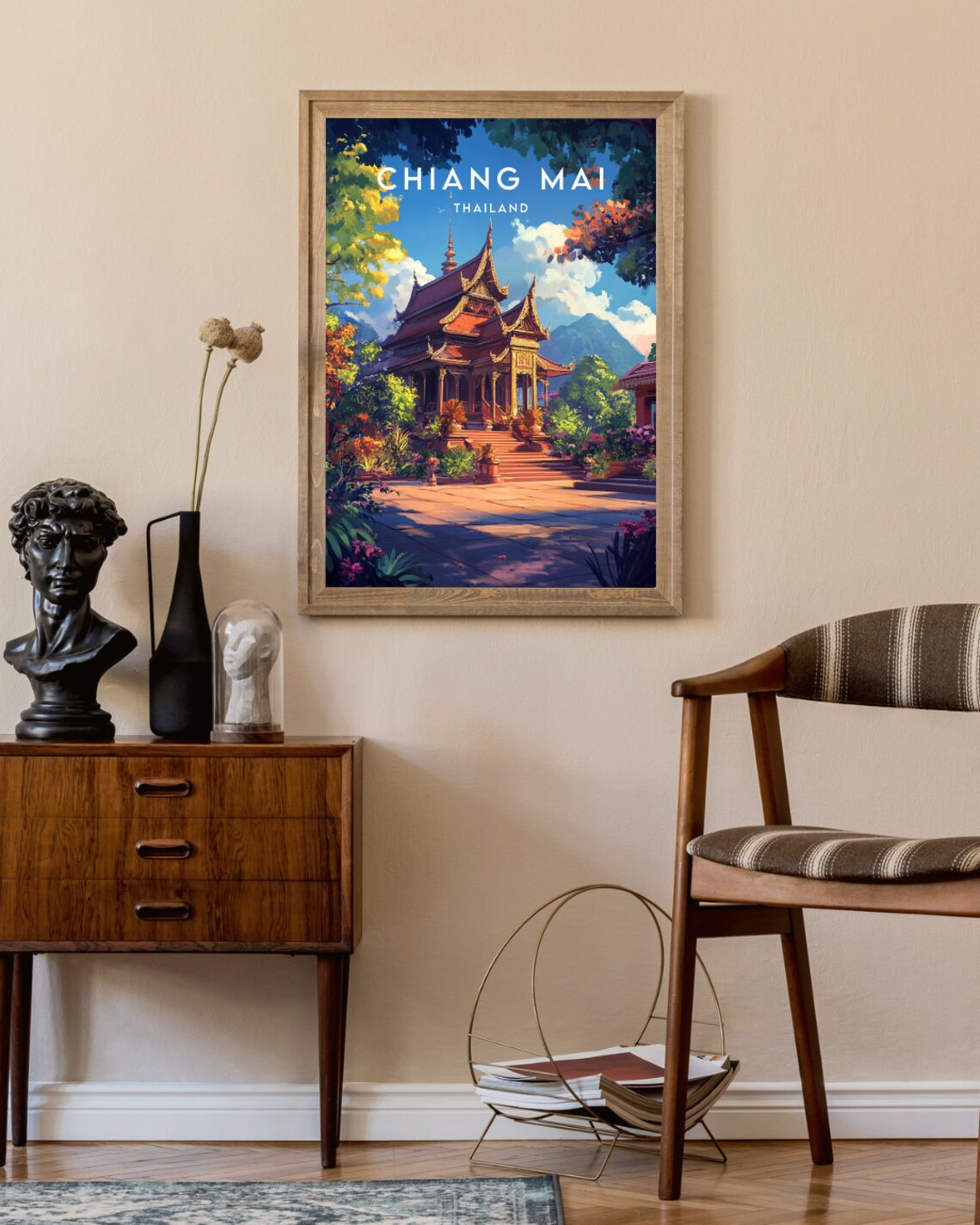 Chiang Mai Thailand Golden Temple Northern Mountains Travel Poster - Image 2