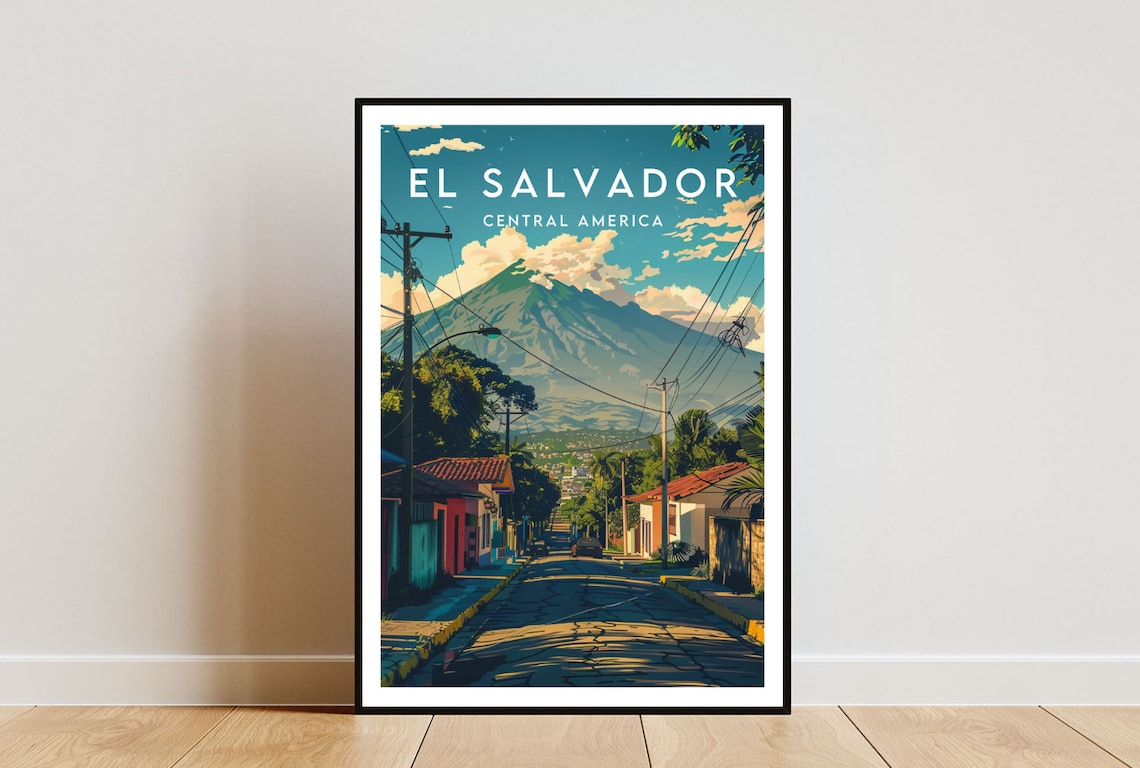 El Salvador Travel Poster, Central America Wall Art