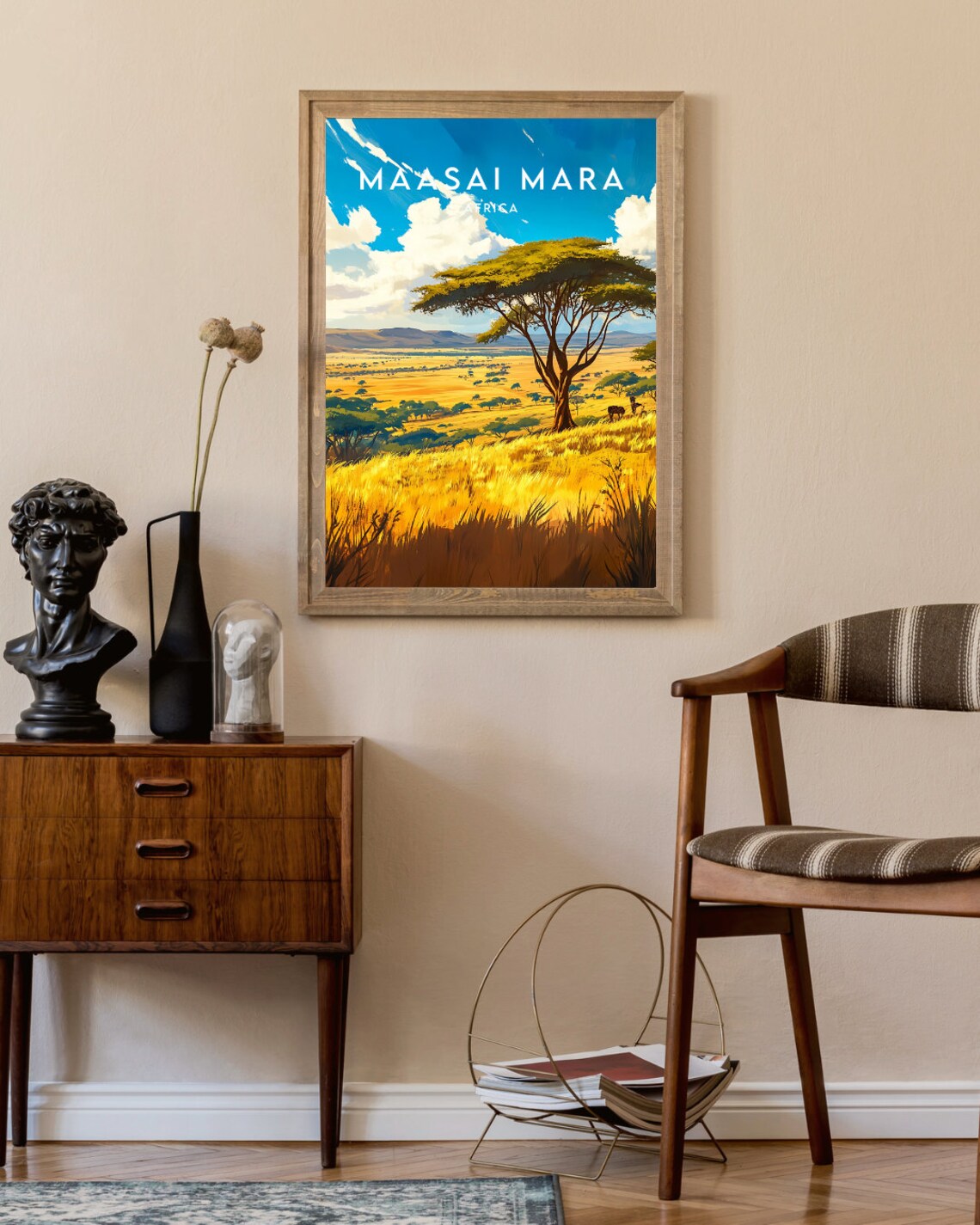 Maasai Mara Africa Golden Savanna Acacia Tree Wildlife Travel Poster - Image 2