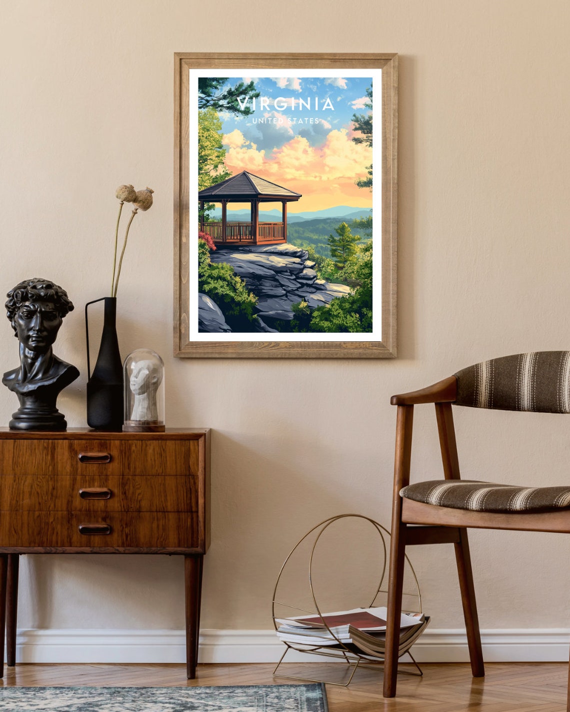 Virginia Mountain Sunset Gazebo Overlook Scenic View Travel Poster - Image 2