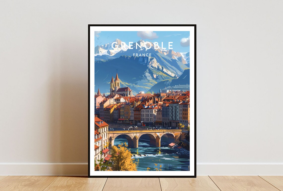 Grenoble Travel Poster, France Europe Wall Art