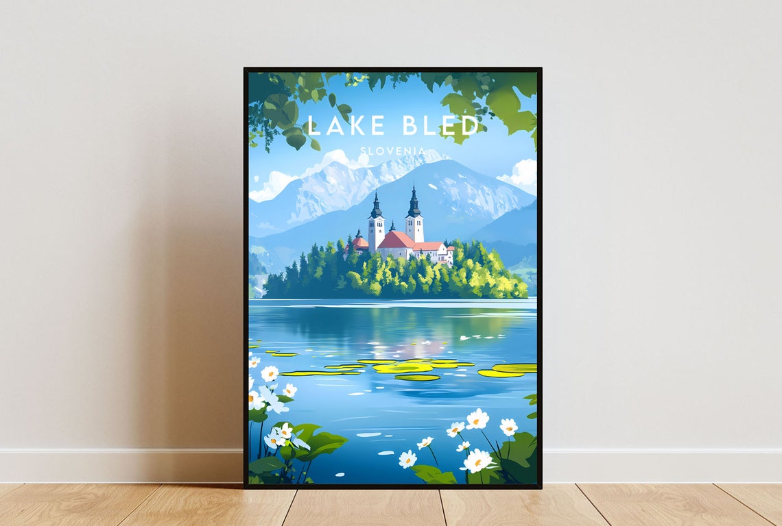 Lake Bled Travel Print Slovenia Lake Bled Poster Slovenia Poster Travel Wall Art Slovenia Print Poster Slovenia Europe Lake Bled