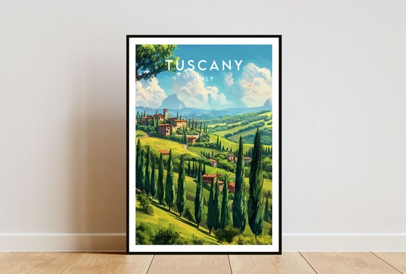 Tuscany Travel Poster, Italy European Wall Art