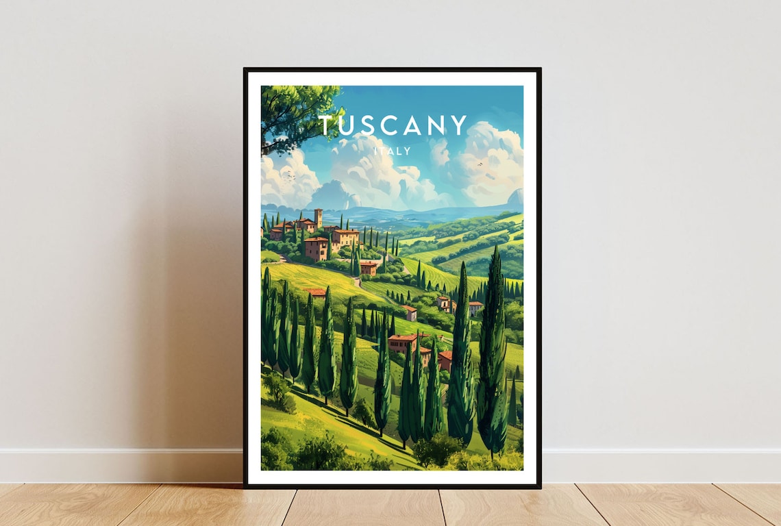Tuscany Travel Poster, Italy European Wall Art