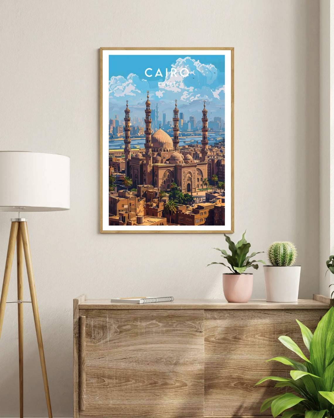 Cairo Egypt Historic Mosque Minarets Old City Skyline Travel Poster - Image 3