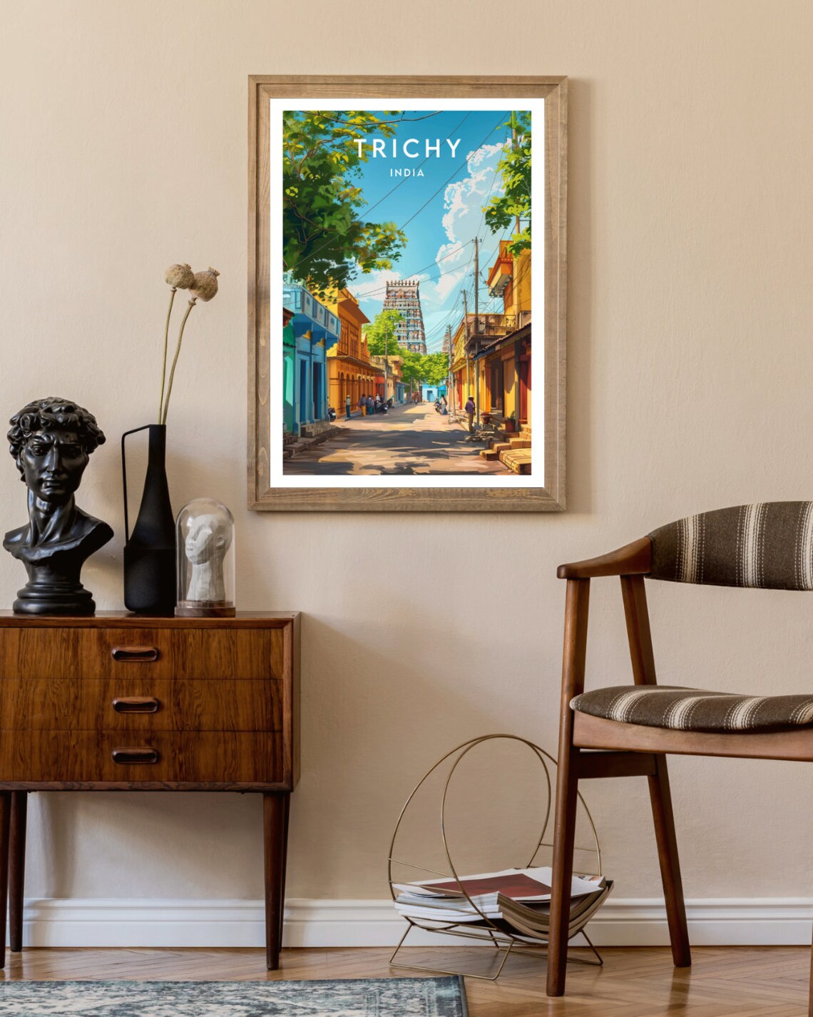 Trichy India Temple Tower Street Scene South India Travel Art Poster - Image 2