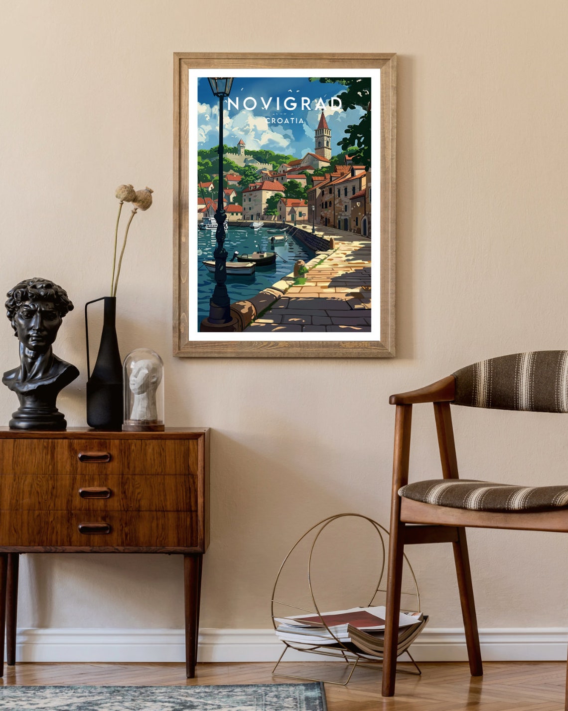 Novigrad Croatia Harbor Promenade Church Tower Sunset Travel Poster - Image 2