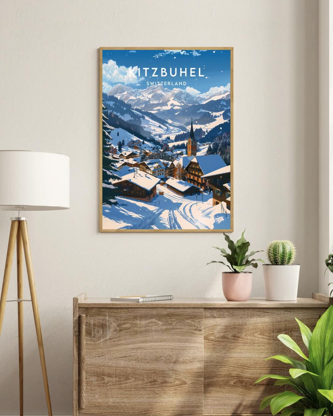 Kitzbuhel Switzerland Snowy Alpine Ski Resort Town Travel Poster - Image 3