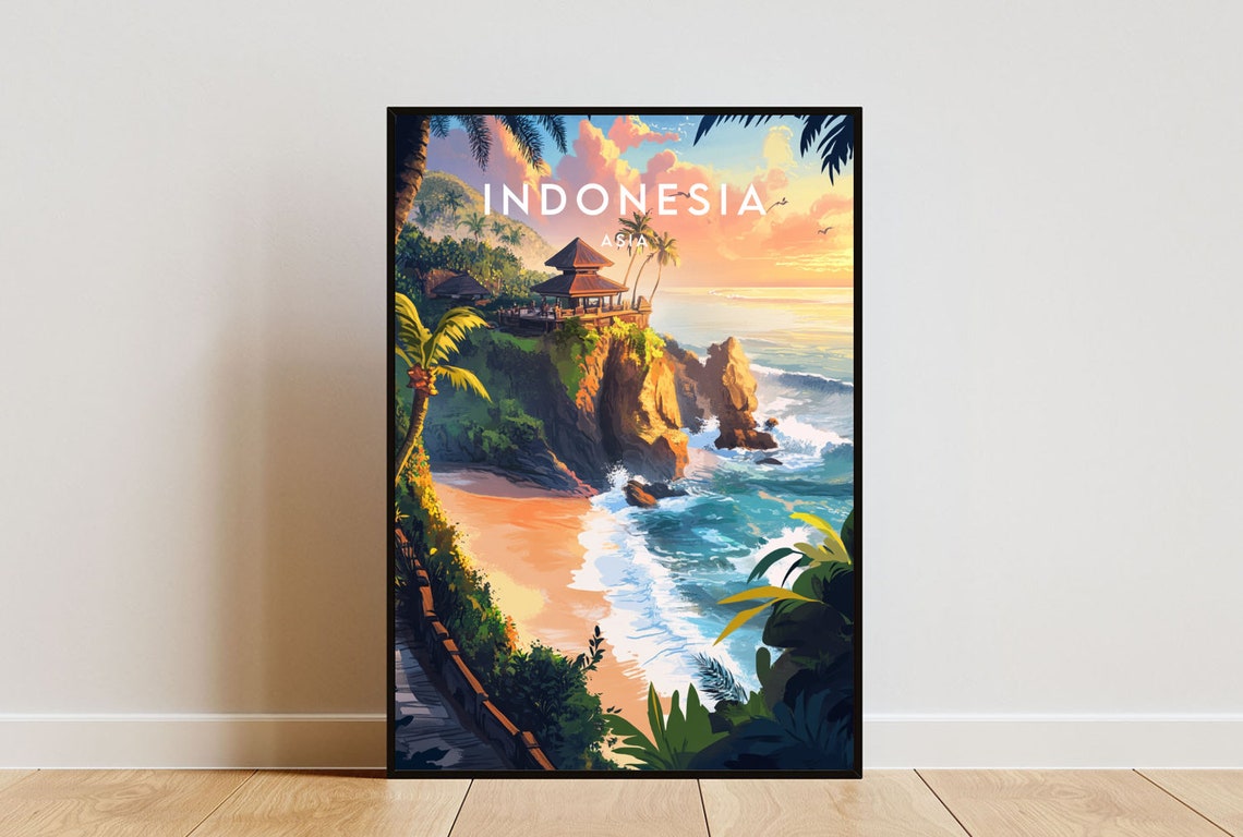 Indonesia Travel Print Indonesia Poster Travel Wall Art Indonesia Print Travel Poster Backpacking Poster Se Asia Wall Decor Bali Art