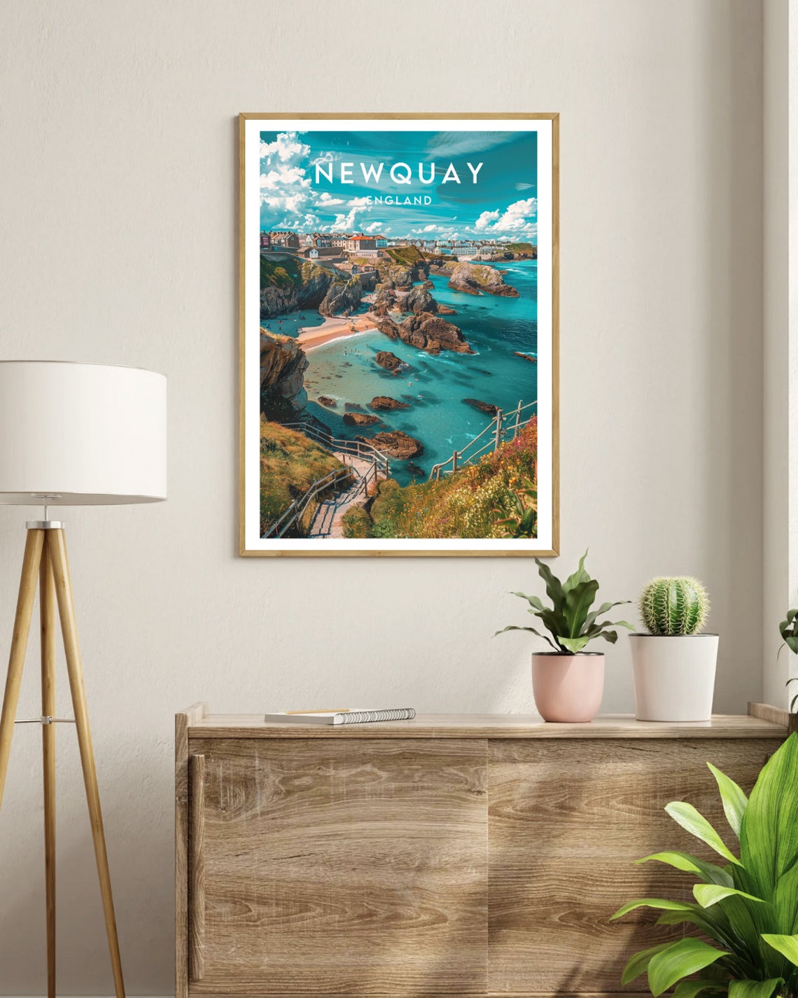 Newquay England Cornwall Coast Turquoise Water Rocky Coves Poster - Image 3
