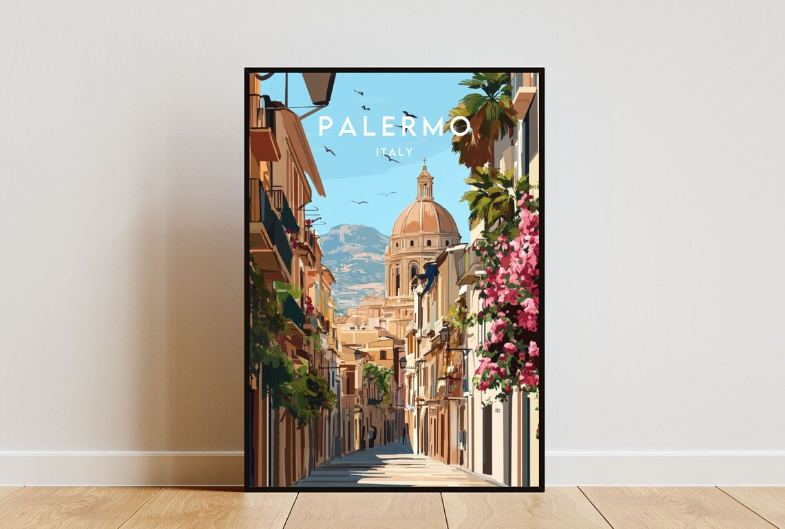 Palermo Travel Poster, Italy Europe Wall Art