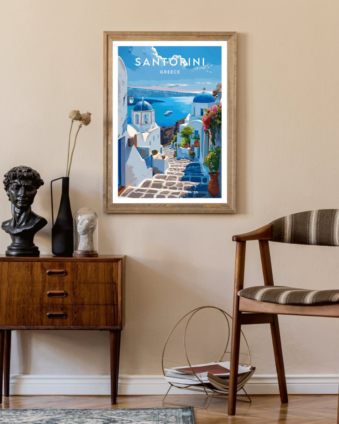 Santorini Travel Poster, Greece Europe Wall Art - Image 2