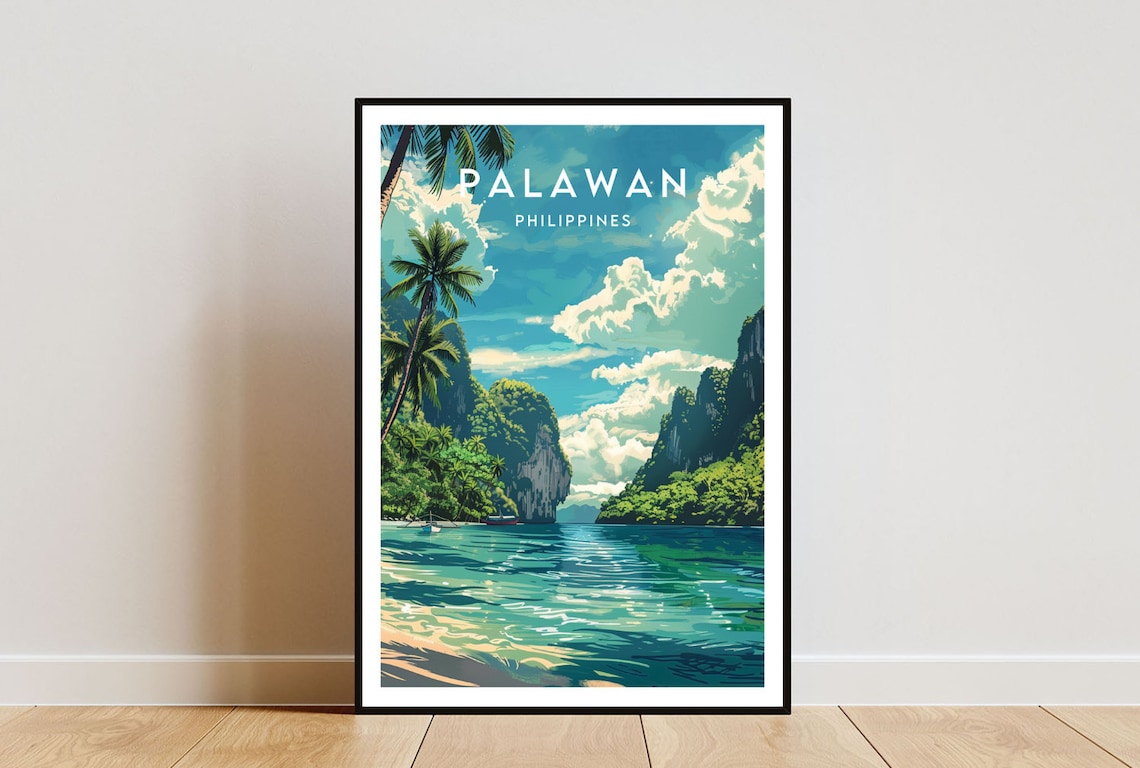 Palawan Travel Poster, Philippines Asia Wall Decor