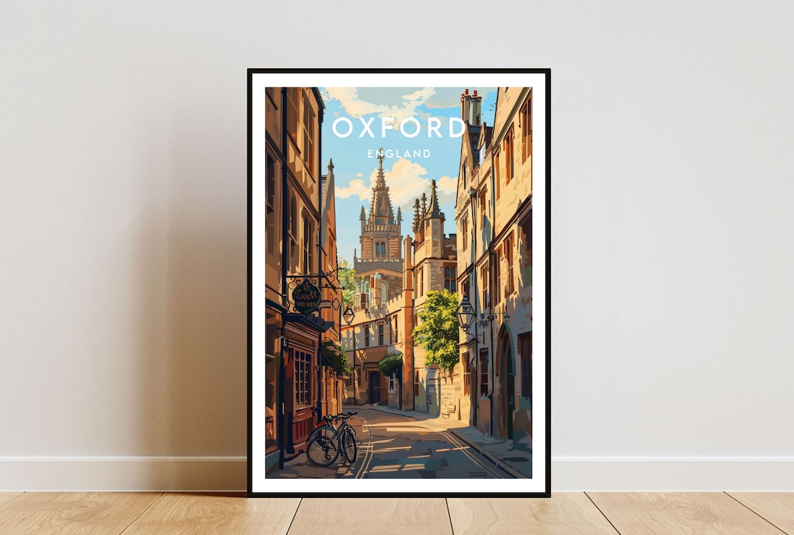 Oxford Travel Poster, England Travel Wall Art