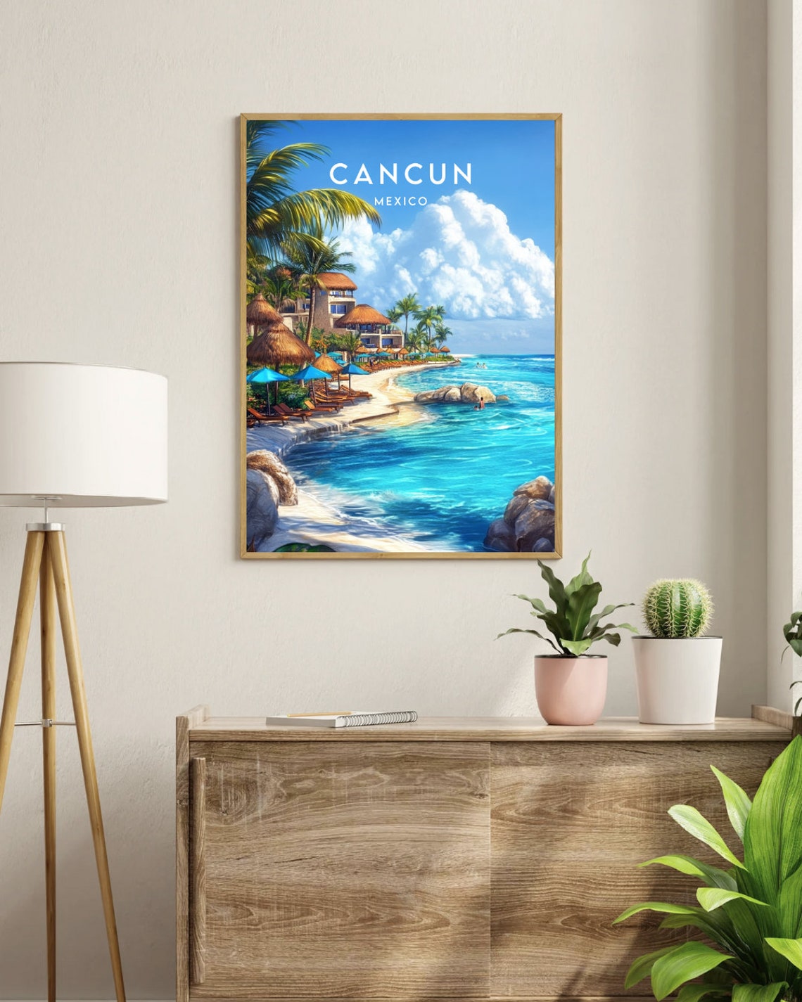 Cancun Mexico Tropical Beach Resort Turquoise Water Travel Poster - Image 3