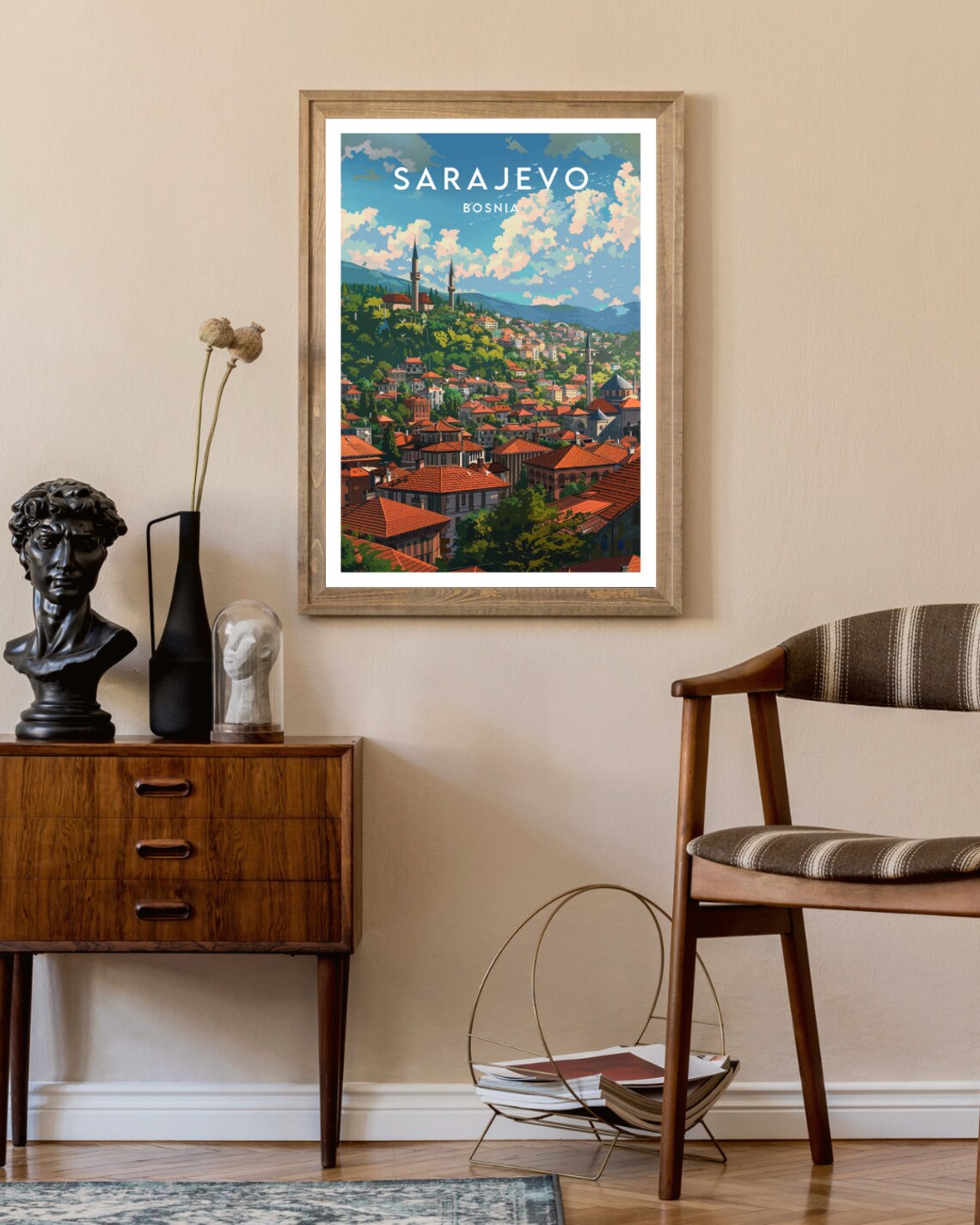 Sarajevo Bosnia Red Rooftops Minarets City View Travel Poster - Image 2