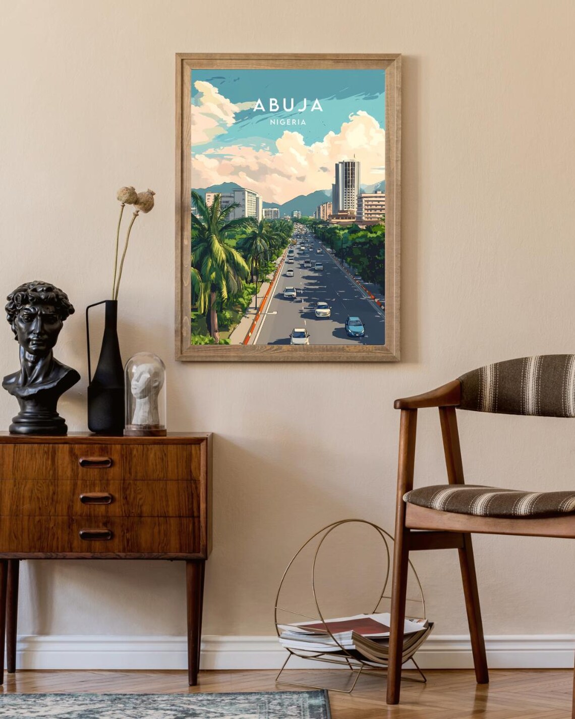 Abuja Nigeria Modern City Boulevard Skyscrapers Palms Travel Poster - Image 2