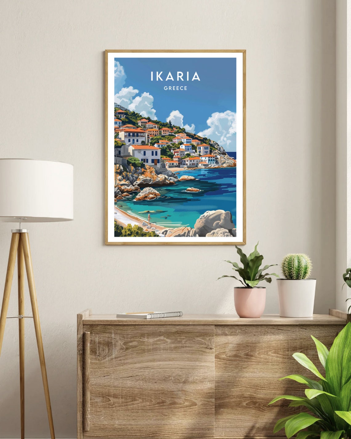 Ikaria Greece Hillside Village Turquoise Bay Greek Island Poster - Image 3