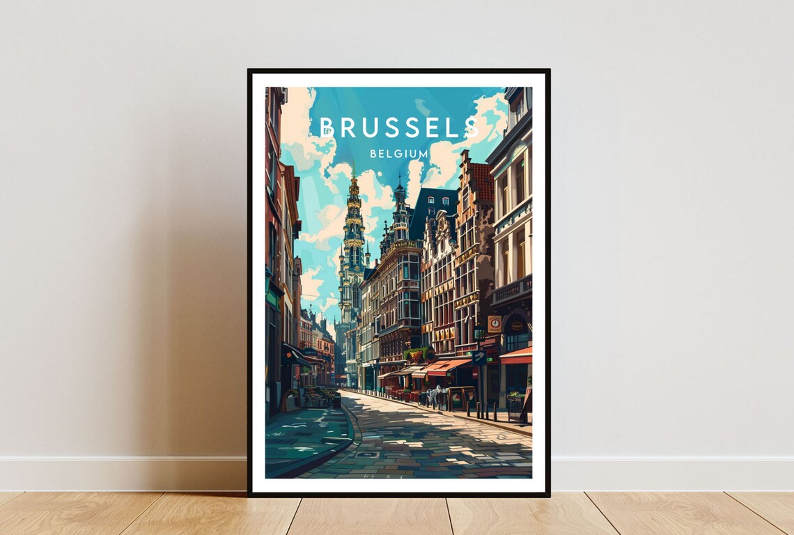 Brussels Travel Poster, Belgium Europe Wall Art