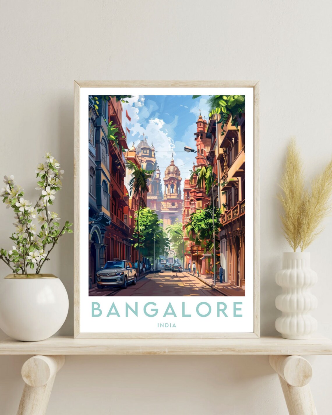 Bangalore India Colonial Street Historic Buildings Travel Poster - Image 4