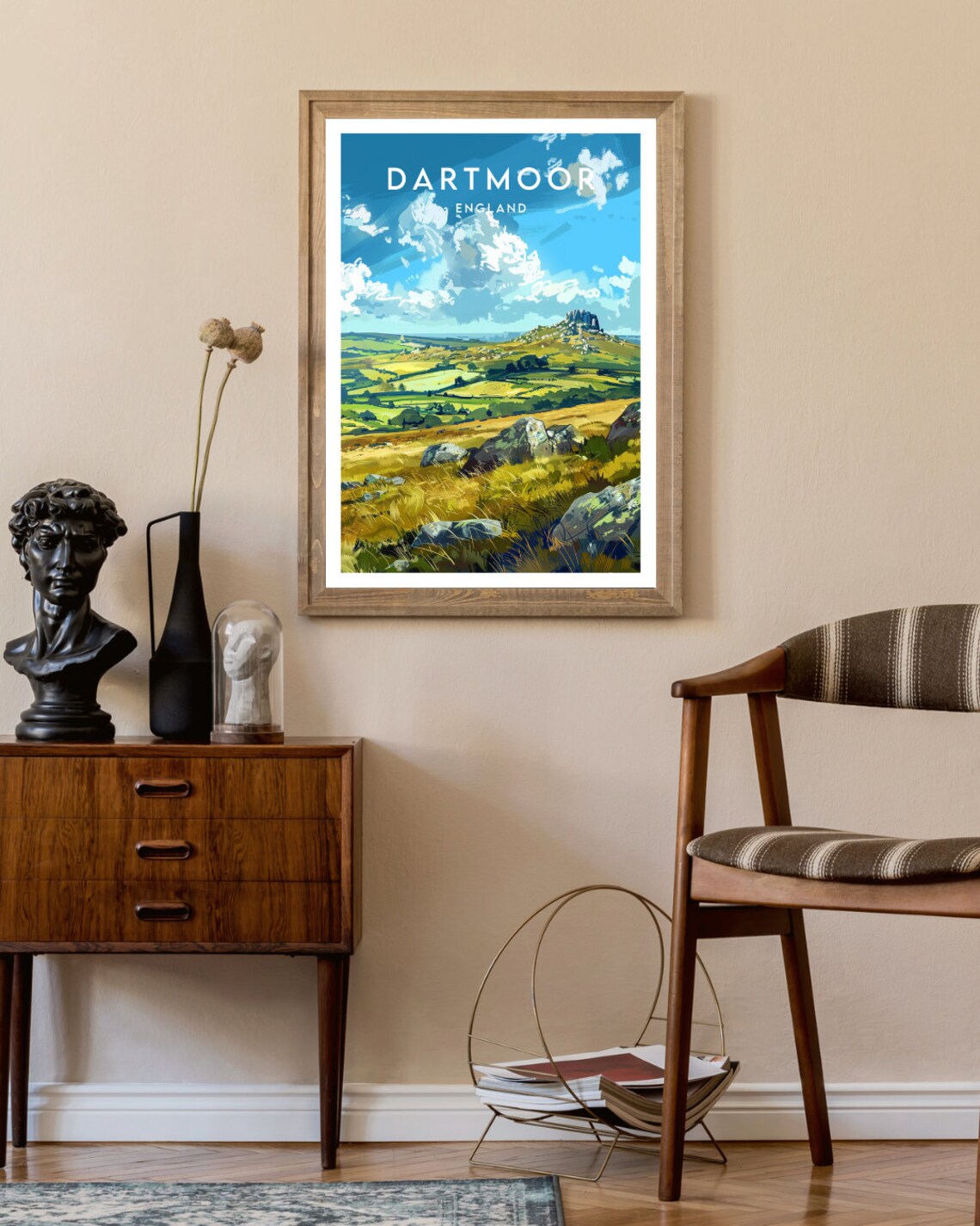 Dartmoor England Golden Moorland Granite Tor Vintage Travel Poster - Image 2