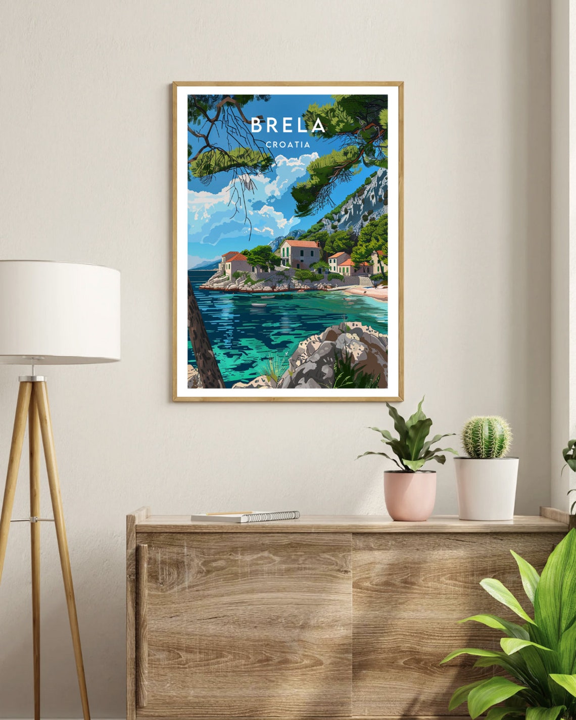 Brela Croatia Rocky Cove Turquoise Water Pine Trees Travel Poster - Image 3