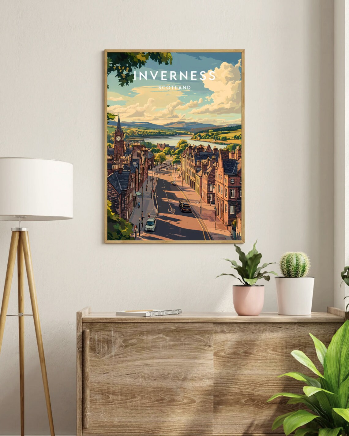 Inverness Scotland Clock Tower Street Vintage Travel Art Poster - Image 3