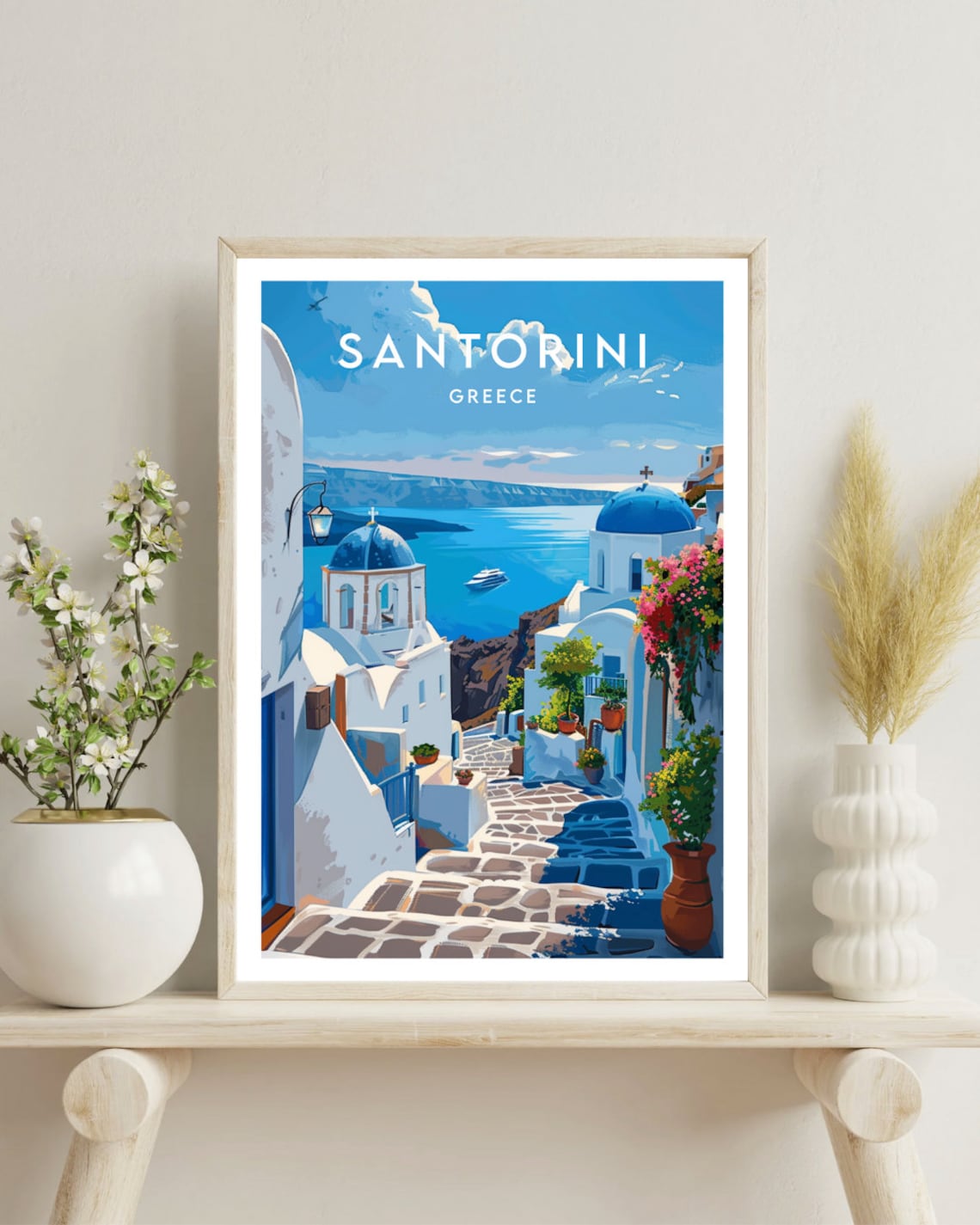 Santorini Travel Poster, Greece Europe Wall Art - Image 4