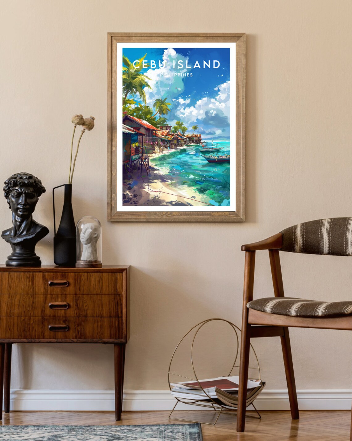 Cebu Island Philippines Fishing Boats Beach Village Travel Poster - Image 2