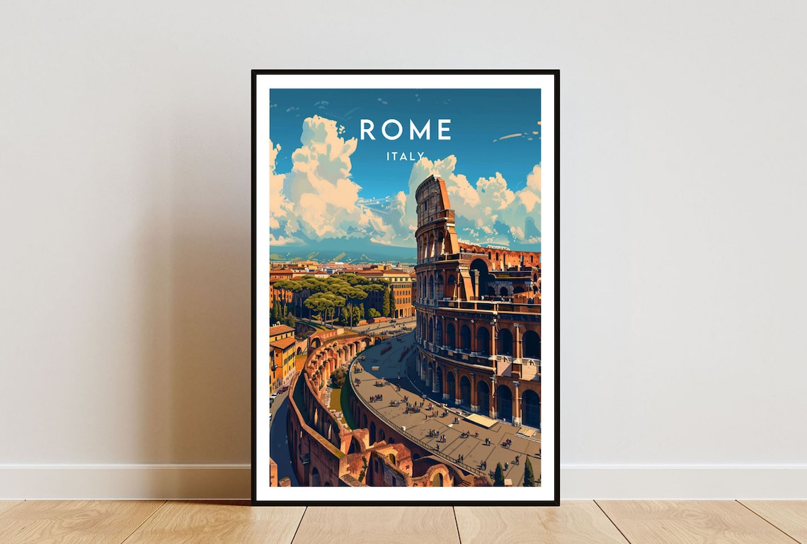 Rome Travel Poster, Italy Travel Wall Art