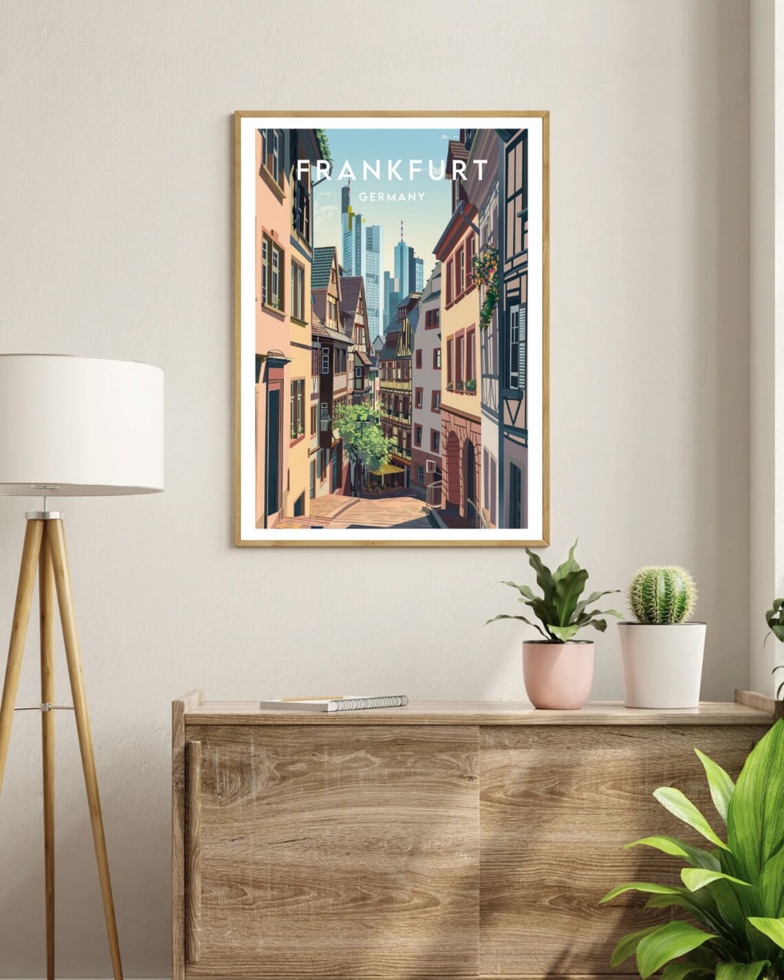 Frankfurt Germany Old Town Street Modern Skyline Travel Poster - Image 3