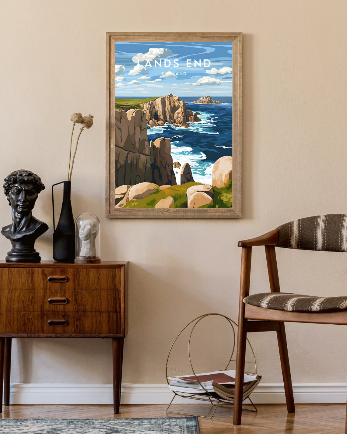 Lands End England Dramatic Sea Cliffs Coastal Travel Art Poster - Image 2
