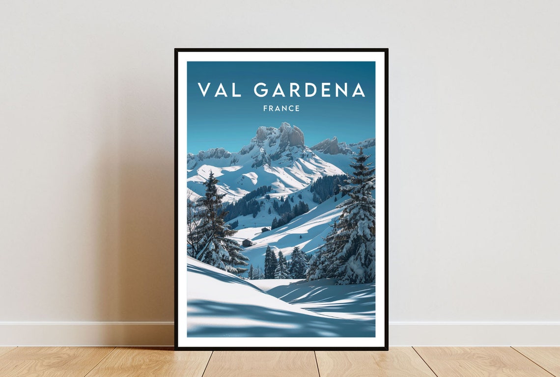 Val Gardena France Snowy Alpine Valley Winter Landscape Poster