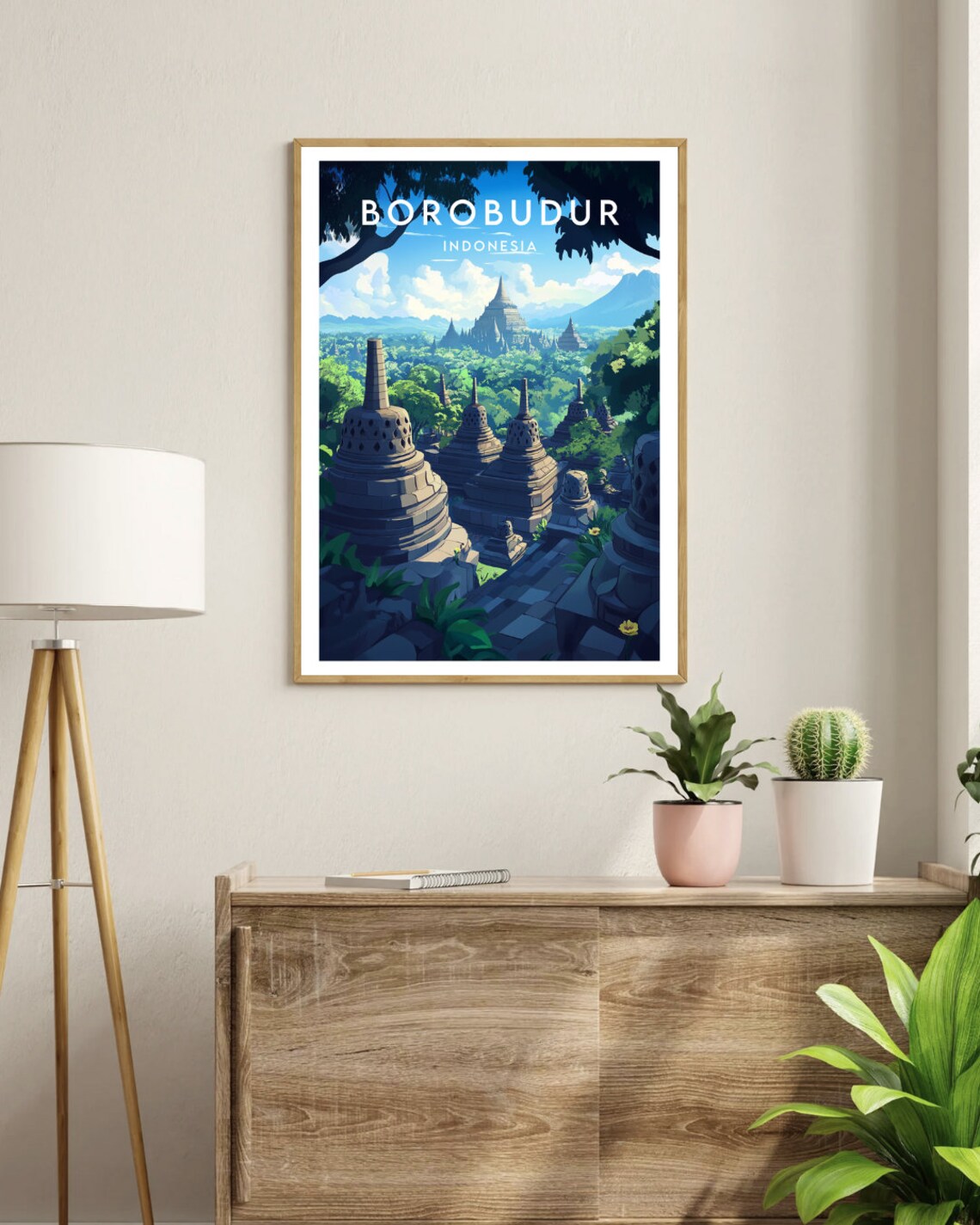 Borobudur Travel Poster, Indonesia Temple View - Image 3