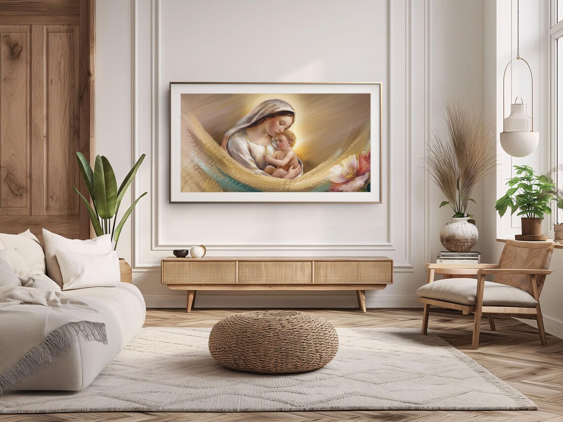 Madonna and Child Nativity Christian Religious Painting Art Poster - Image 3