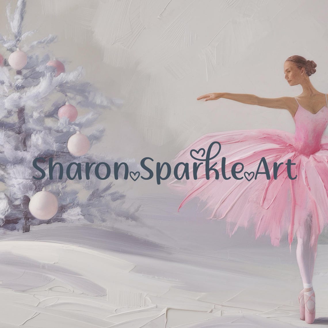 Pink Ballerina Tutu Snowy Christmas Tree Nutcracker Ballet Poster - Image 4