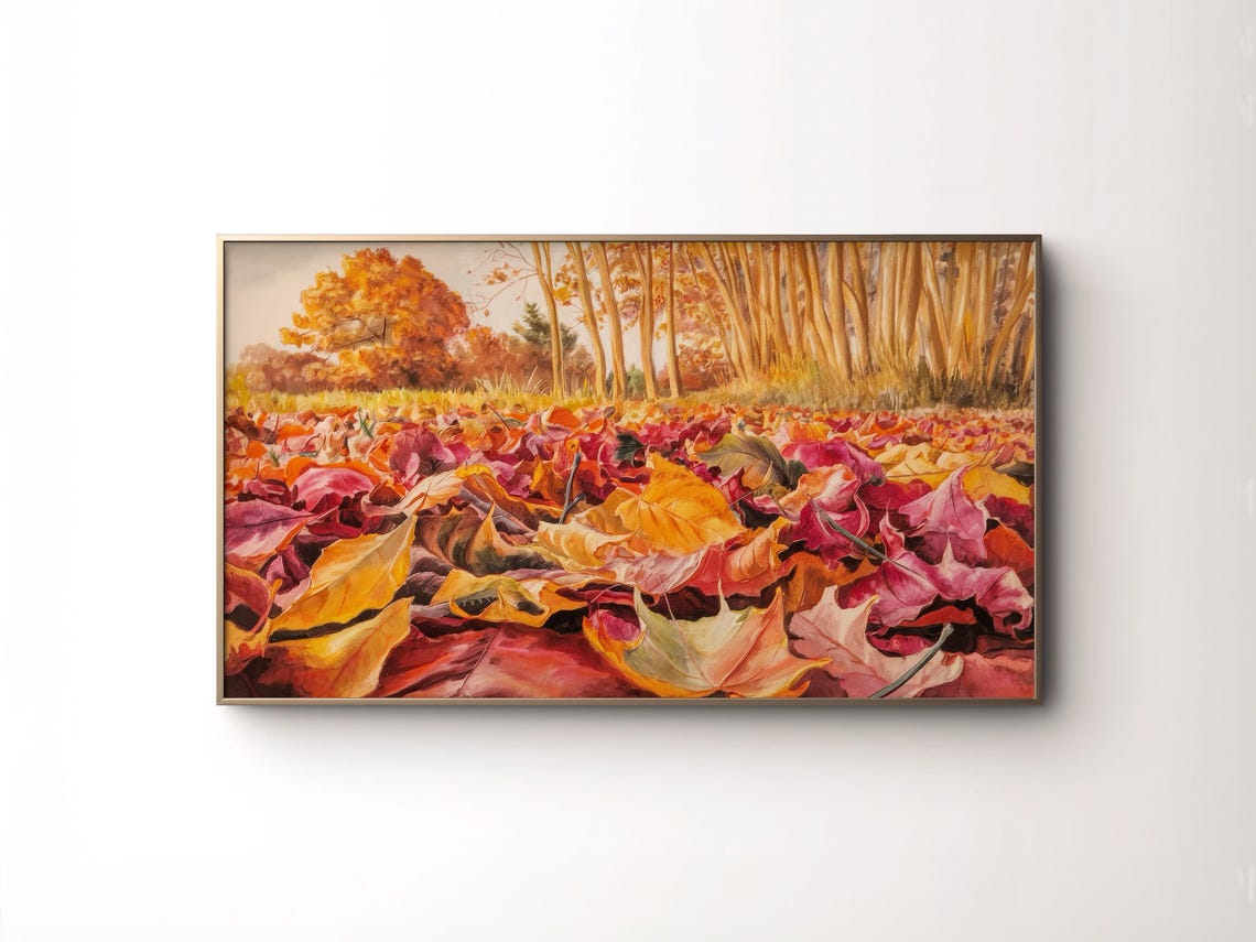 Autumn Forest Floor Fallen Maple Leaves Watercolor Landscape Poster - Image 3