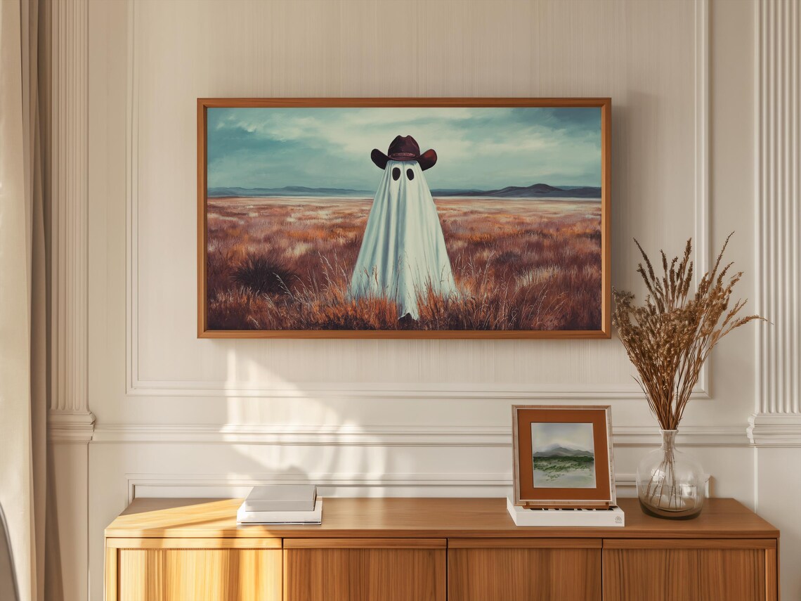 Halloween Cowboy Ghost Western Landscape Art Print - Image 2